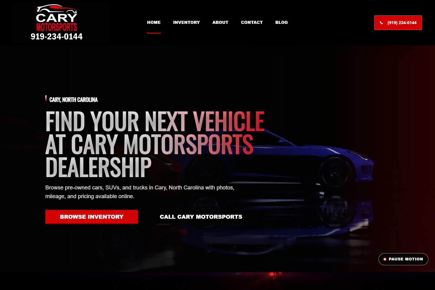 Cary Motorsports website preview